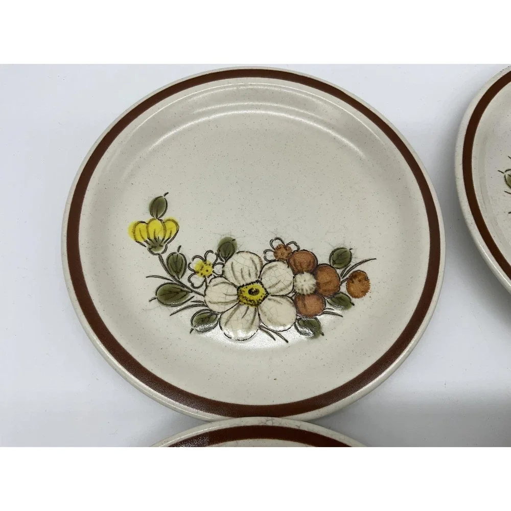 Vintage Woodhaven Collection Sunnybrook Bread Plates Set Of 5 Floral Stoneware